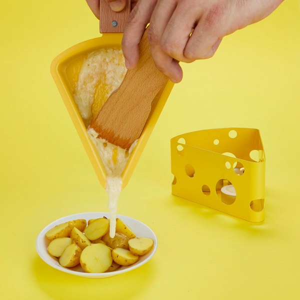 Balvi Raclette Fromagette Color amarillo Velas y espátula incluida Metal