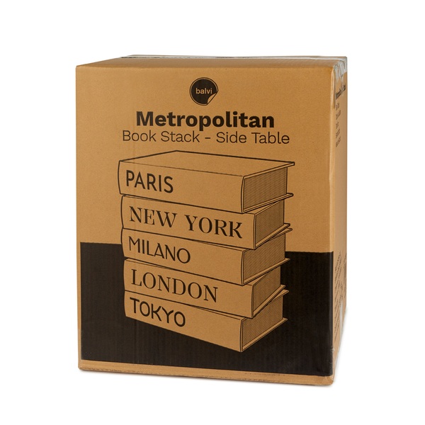 Balvi Mesa Auxiliar Metropolitan Book Stack Con doble almacenaje secreto Madera 38x33x27 cm