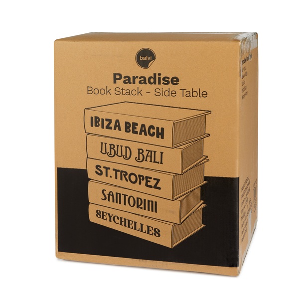 Balvi Mesa auxiliar Paradise Book Stack Con doble almacenaje secreto Madera 38x33x27
