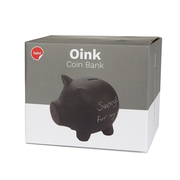 Balvi Hucha Oink Bank Color negro Personalizable y reutilizable Cerámica