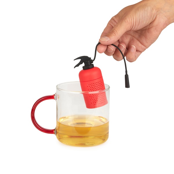 Balvi Infuseur thé ExtTEAnguisher Couleur Rouge Représente un extincteur Silicone