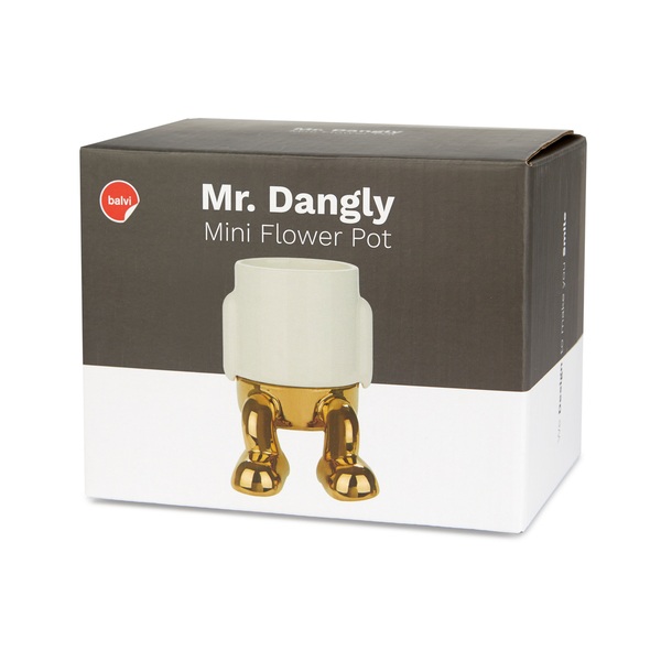 Balvi Mini maceta Mr Dangly Gold Edition Color dorado Su parte inferior recoge el agua Cerámica