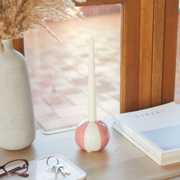 Balvi candelabro Beach Ball Colore rosa A forma di pallone da spiaggia Ceramica 8x9,5x9,5 cm