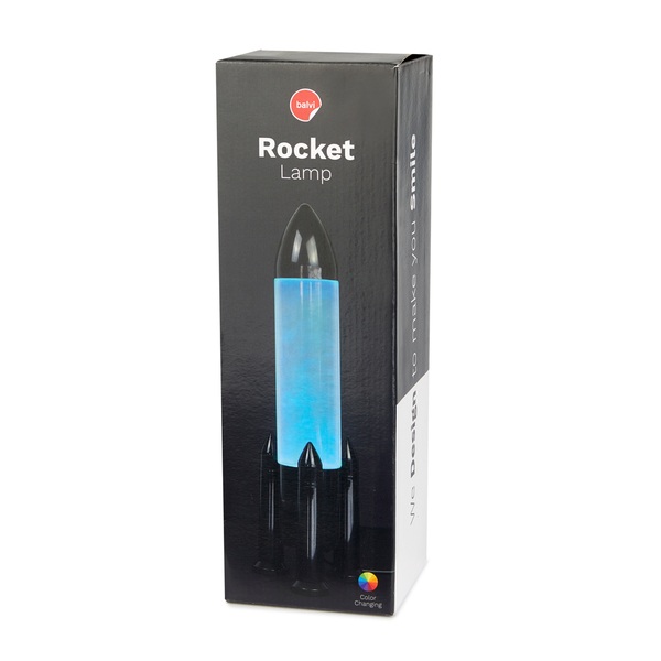 Balvi Lámpara Rocket Color negro Diseño minimal y divertido para decorar Cable USB 5V 1A Plástico