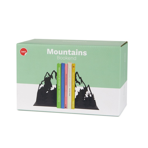 Balvi Sujetalibros Mountains Color negro Representa un paisaje de montaña Metal
