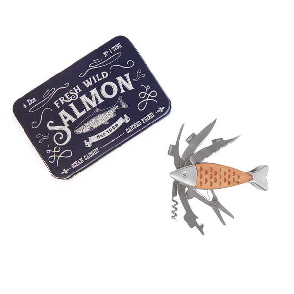 Balvi Multiherramienta Salmon Tijeras, destornilladores, abrebotellas, cuchillo y sacacorchos Metal