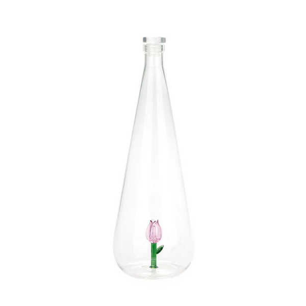 alvi - Botanical Tulip Balvi Bouteille Botanical Tulip Couleur rose Fabriquée à la main en borosilic