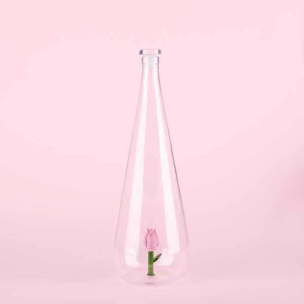 alvi - Botanical Tulip Balvi Bouteille Botanical Tulip Couleur rose Fabriquée à la main en borosilic