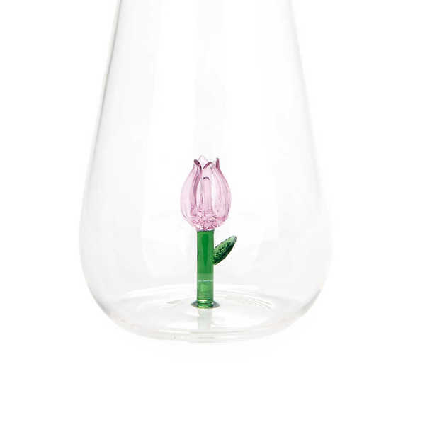 alvi - Botanical Tulip Balvi Bouteille Botanical Tulip Couleur rose Fabriquée à la main en borosilic