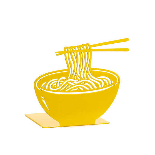 Balvi - Ramen Balvi Sujetalibros Ramen Color amarillo Diseño original con forma de ramen Metal