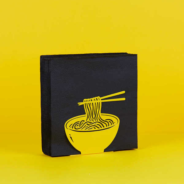 Balvi - Ramen Balvi Porte-serviettes Ramen Couleur jaune Design original en forme de ramen Métal