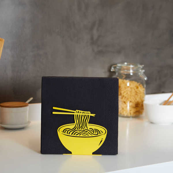 Balvi - Ramen Balvi Porte-serviettes Ramen Couleur jaune Design original en forme de ramen Métal