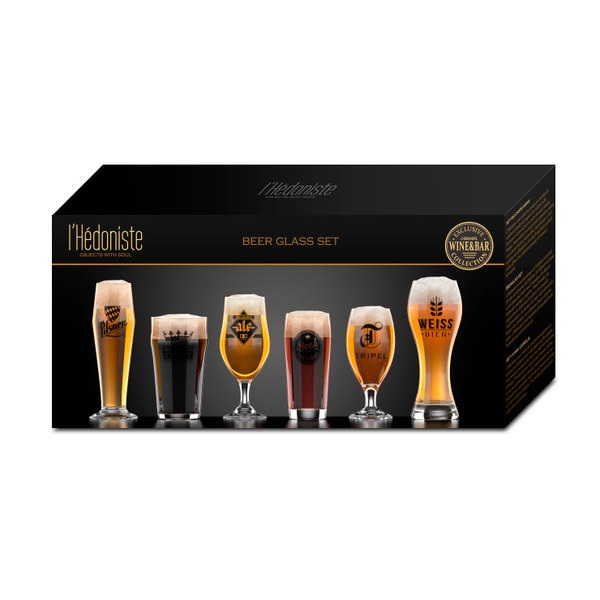 alvi Set vasos cerveza L´Hedoniste Color transparentes Set de 6 copas de cerveza Diseño cerveza belg