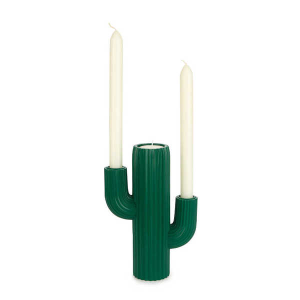 Balvi - Cactus Balvi Candelabro Cactus Color verde Portavelas en forma de cactus Resina 20,5cm