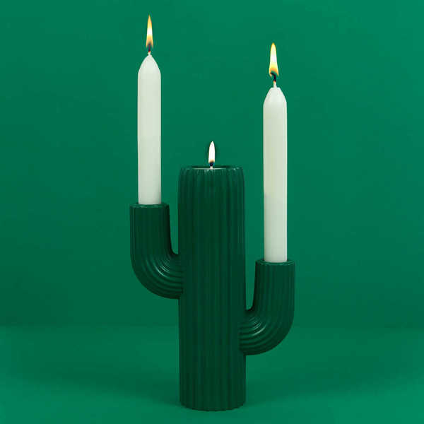 Balvi - Cactus Balvi Candelabro Cactus Color verde Portavelas en forma de cactus Resina 20,5cm