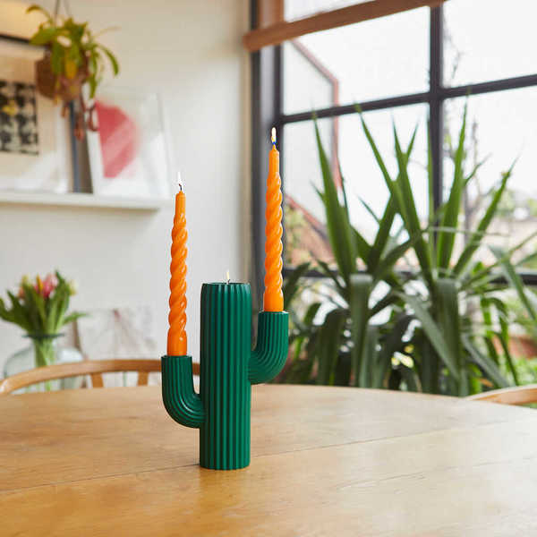 Balvi - Cactus Balvi Candelabro Cactus Color verde Portavelas en forma de cactus Resina 20,5cm