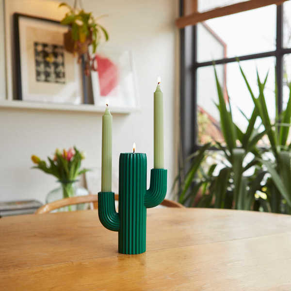 Balvi - Cactus Balvi Candelabro Cactus Color verde Portavelas en forma de cactus Resina 20,5cm