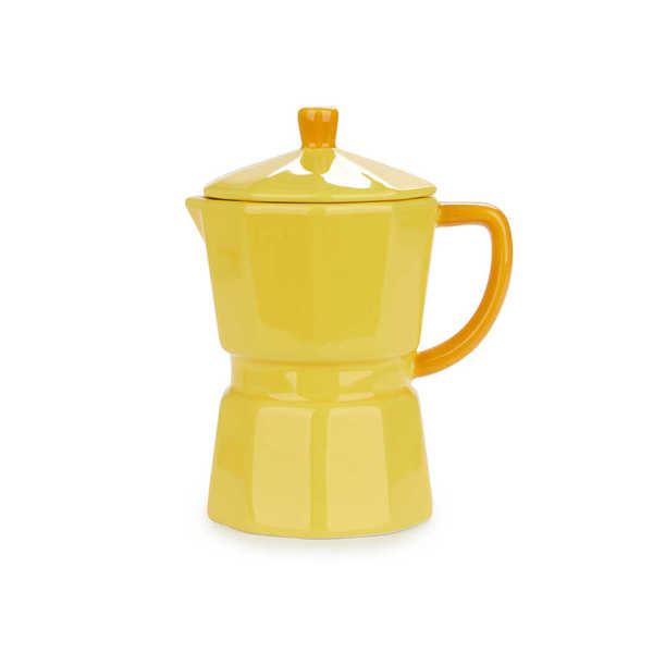 alvi - Moka Balvi Mug Moka Color amarillo Taza en forma de cafetera italiana con tapa Cerámica 350 m