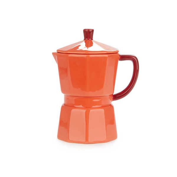 Balvi - Moka Balvi Mug Moka Color rojo Taza en forma de cafetera italiana con tapa Cerámica 350 ml