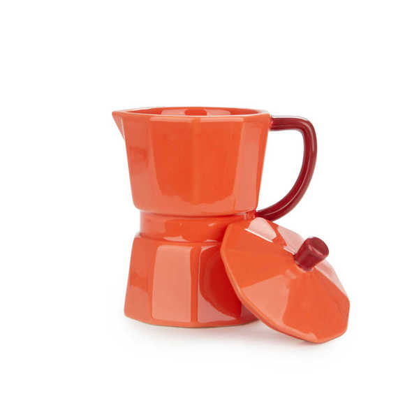 Balvi - Moka Balvi Mug Moka Color rojo Taza en forma de cafetera italiana con tapa Cerámica 350 ml