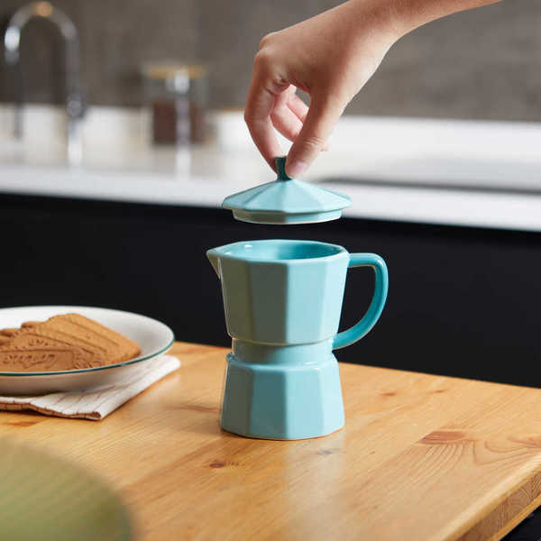 alvi - Moka Balvi Mug Moka Couleur turc Tasse en forme de cafetière italienne avec couvercle Céramiq
