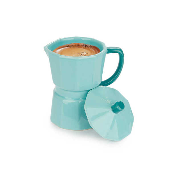 alvi - Moka Balvi Mug Moka Couleur turc Tasse en forme de cafetière italienne avec couvercle Céramiq