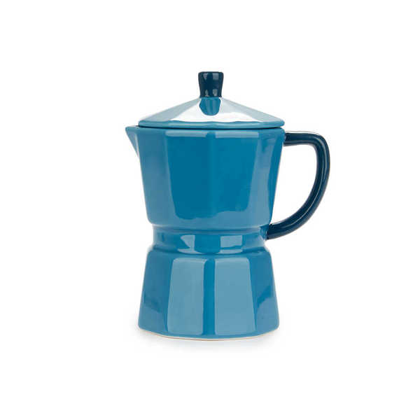 Balvi - Moka Balvi Mug Moka Color azul Taza en forma de cafetera italiana con tapa Cerámica 350 ml