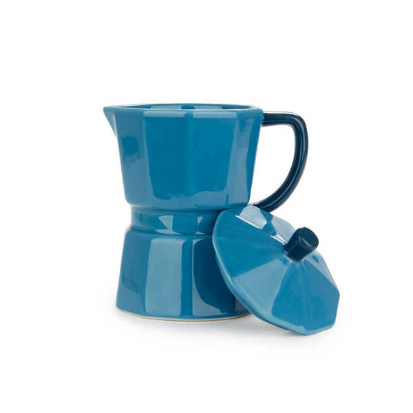 Balvi - Moka Balvi Mug Moka Color azul Taza en forma de cafetera italiana con tapa Cerámica 350 ml