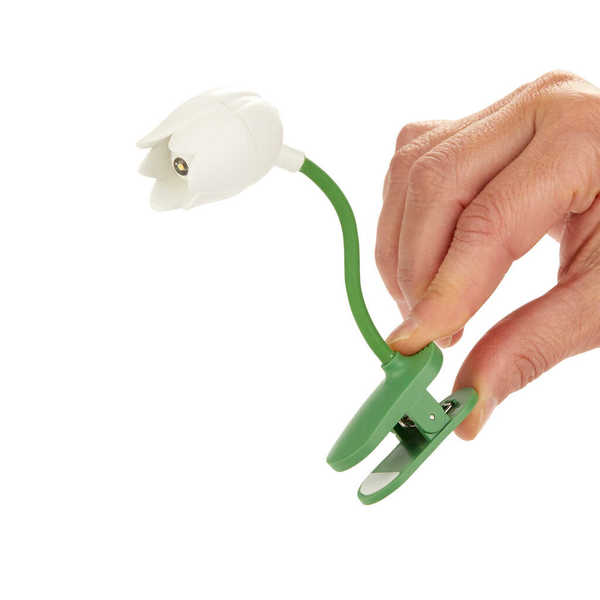alvi - Tulip Balvi Book light Tulip White colour Tulip-shaped lamp with clip and flexible arm for re