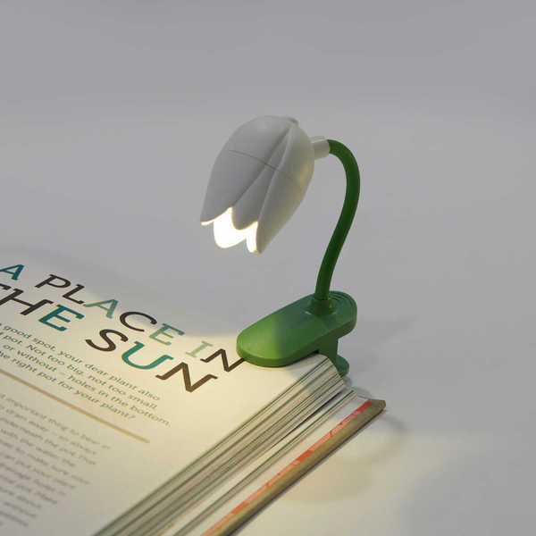alvi - Tulip Balvi Book light Tulip White colour Tulip-shaped lamp with clip and flexible arm for re