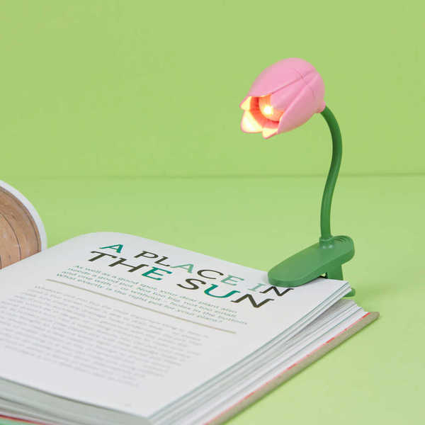 alvi - Tulip Balvi Luz lectura Tulip Color rosa Lámpara flexible con pinza en forma de tulipán para