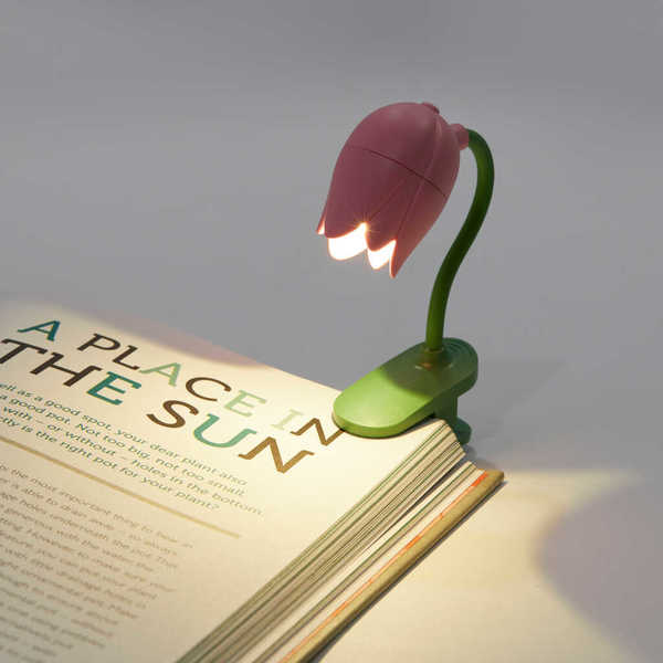 alvi - Tulip Balvi Luz lectura Tulip Color rosa Lámpara flexible con pinza en forma de tulipán para