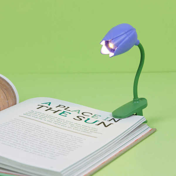 alvi - Tulip Balvi Book light Tulip Lilac colour Tulip-shaped lamp with clip and flexible arm for re