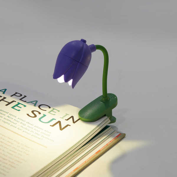 alvi - Tulip Balvi Book light Tulip Lilac colour Tulip-shaped lamp with clip and flexible arm for re