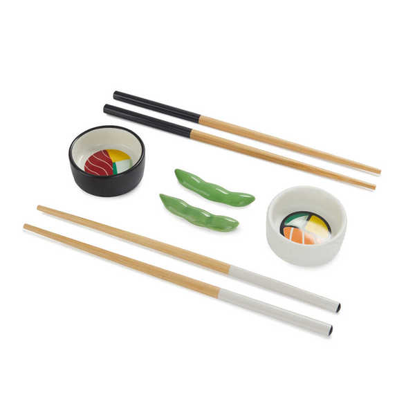 alvi - Oishii Balvi Set Sushi Oishii Color blanco/negro Recipientes para soya en forma de sushi roll