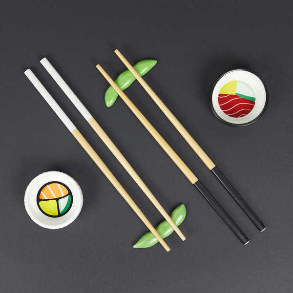 alvi - Oishii Balvi Set Sushi Oishii Color blanco/negro Recipientes para soya en forma de sushi roll