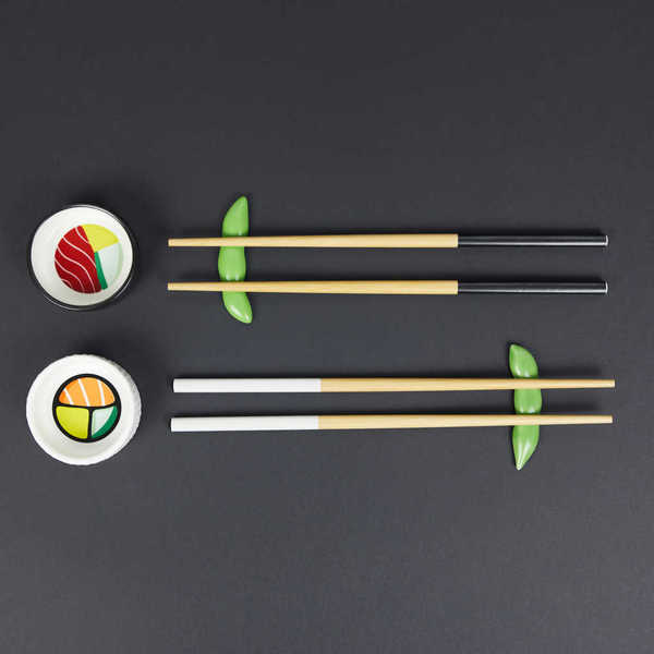 alvi - Oishii Balvi Set Sushi Oishii Color blanco/negro Recipientes para soya en forma de sushi roll