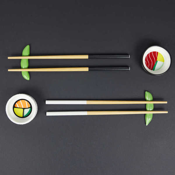 alvi - Oishii Balvi Set Sushi Oishii Color blanco/negro Recipientes para soya en forma de sushi roll