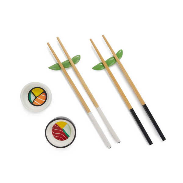 alvi - Oishii Balvi Set Sushi Oishii Color blanco/negro Recipientes para soya en forma de sushi roll