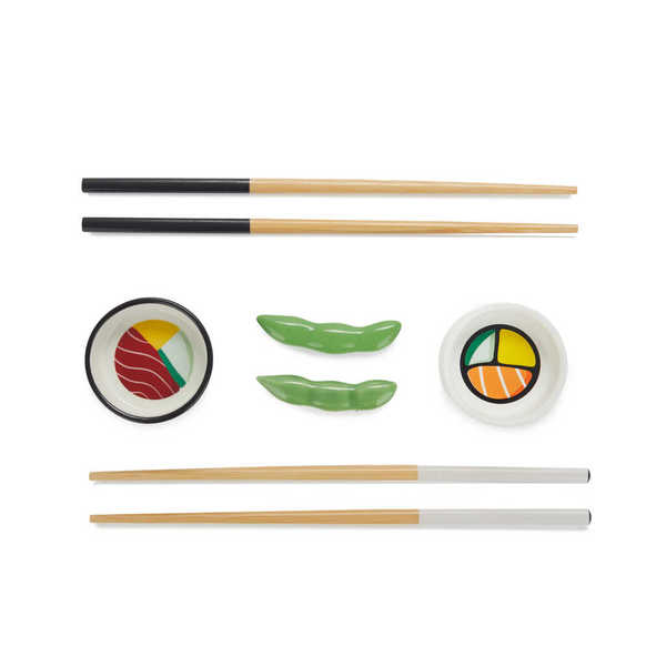 alvi - Oishii Balvi Set Sushi Oishii Color blanco/negro Recipientes para soya en forma de sushi roll