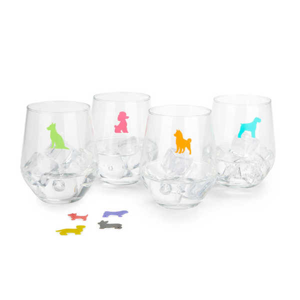 alvi - Sticky Dogs Balvi Marca copas Sticky Dogs Marcadores con diseño de 8 razas de perro Silicona