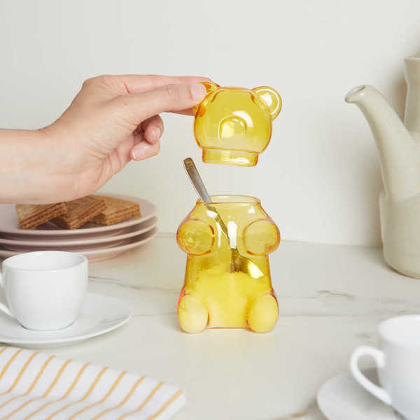 Balvi - Balvi Azucarero Yummy Bear Color amarillo Con forma de osito de gominola Vidrio 250ml
