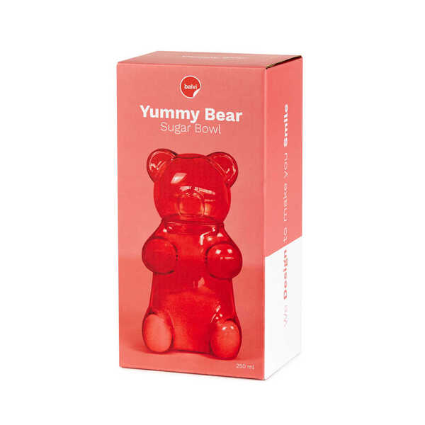 Balvi - Yummy Bear Balvi Zuccheriera Yummy Bear Colore rosso A forma di orsetto gommoso Vetro 250 ml