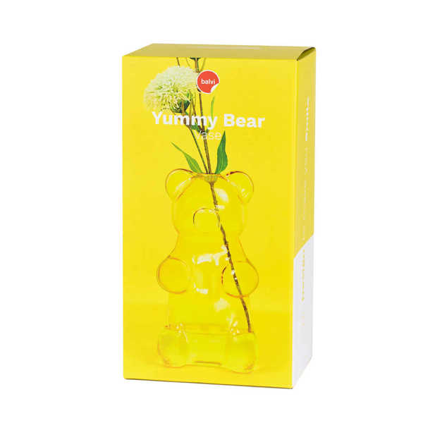 alvi - Yummy Bear Balvi Florero Yummy Bear Color amarillo Con forma de osito de gominola Vidrio 24 c