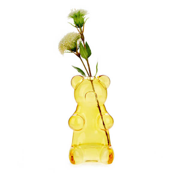 alvi - Yummy Bear Balvi Florero Yummy Bear Color amarillo Con forma de osito de gominola Vidrio 24 c