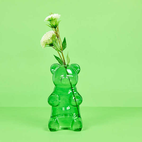 Balvi - Yummy Bear Balvi Vase Yummy Bear Couleur vert En forme de bonbon ourson Verre 24 cm