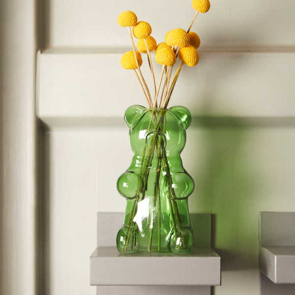 Balvi - Yummy Bear Balvi Vase Yummy Bear Couleur vert En forme de bonbon ourson Verre 24 cm
