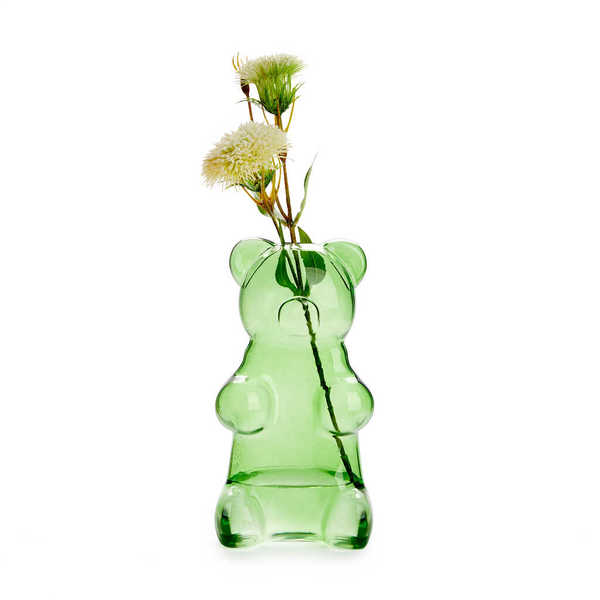 Balvi - Yummy Bear Balvi Vase Yummy Bear Couleur vert En forme de bonbon ourson Verre 24 cm