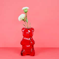 Balvi - Yummy Bear Balvi Florero Yummy Bear Color rojo Con forma de osito de gominola Vidrio 24 cm