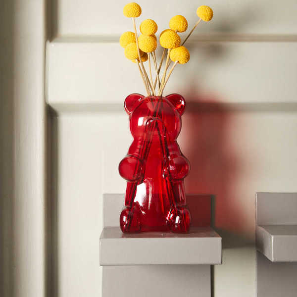 Balvi - Yummy Bear Balvi Florero Yummy Bear Color rojo Con forma de osito de gominola Vidrio 24 cm